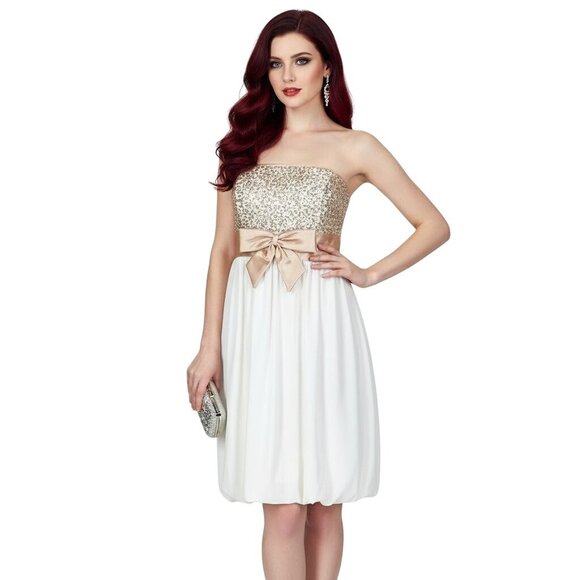 VTG Jessica McClintock Coquette Girly Strapless Sequin Satin Cocktail Dress 7 - Picture 1 of 12